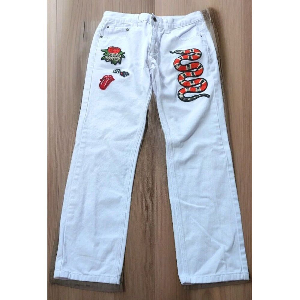 Maxi Milian Men's 34x32‎ Coral Snake White Straight Leg Jeans 565